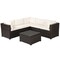 6 Pieces Patio Rattan Furniture Set Sectional Cushioned Sofa Deck